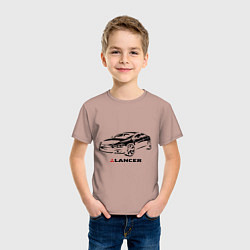 Футболка хлопковая детская Mitsubishi lancer, цвет: пыльно-розовый — фото 2