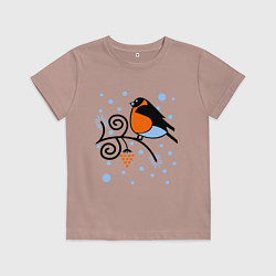 Детская футболка Снегирь на ветке рябины