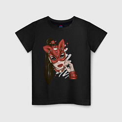 Детская футболка Девушка в маске кошки