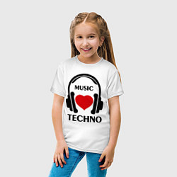 Футболка хлопковая детская Techno Music is Love, цвет: белый — фото 2