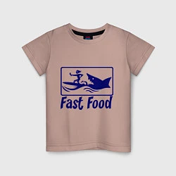 Футболка хлопковая детская Shark fast food, цвет: пыльно-розовый