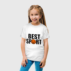 Футболка хлопковая детская Лучший спорт баскетбол, цвет: белый — фото 2