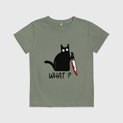 Футболка хлопковая детская What cat, цвет: авокадо