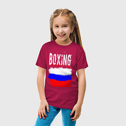 Футболка хлопковая детская Бокс Россия, цвет: маджента — фото 2