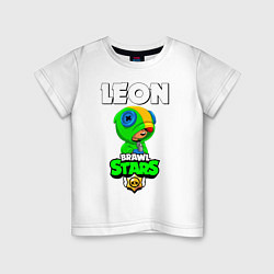 Футболка хлопковая детская BRAWL STARS LEON, цвет: белый
