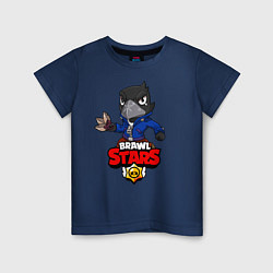 Футболка хлопковая детская BRAWL STARS CROW, цвет: тёмно-синий