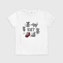 Футболка хлопковая детская Год Крысы, цвет: белый
