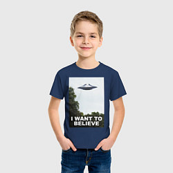 Футболка хлопковая детская I WANT TO BELIEVE, цвет: тёмно-синий — фото 2