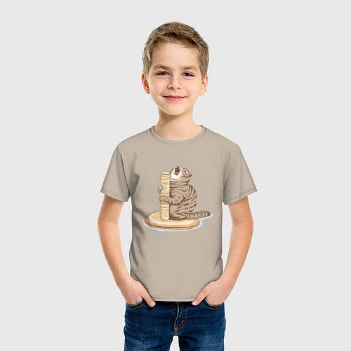 Детская футболка Орущий Кот / Миндальный – фото 3