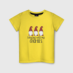 Футболка хлопковая детская Гномы, цвет: желтый