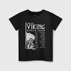 Футболка хлопковая детская Viking world tour, цвет: черный