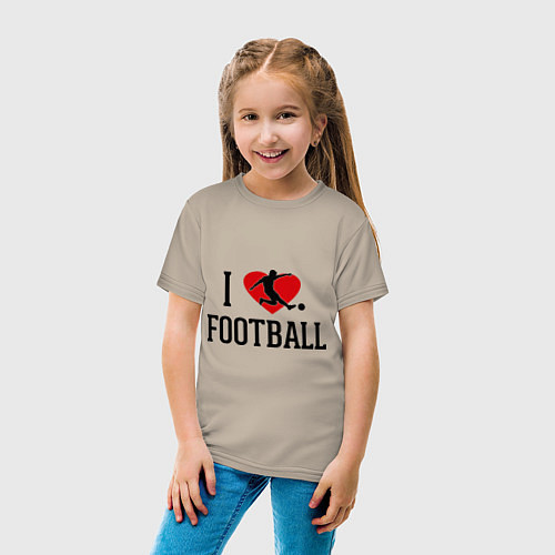 Детская футболка I love football / Миндальный – фото 4