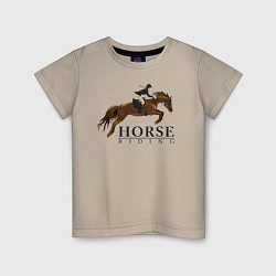 Футболка хлопковая детская HORSE RIDING, цвет: миндальный