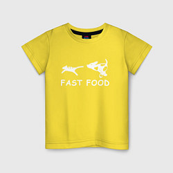 Футболка хлопковая детская Fast food белый, цвет: желтый