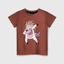 Футболка хлопковая детская Dabbing Unicorn, цвет: кирпичный