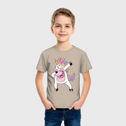 Футболка хлопковая детская Dabbing Unicorn, цвет: миндальный — фото 2