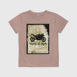 Футболка хлопковая детская Born to Ride, цвет: пыльно-розовый