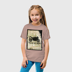 Футболка хлопковая детская Born to Ride, цвет: пыльно-розовый — фото 2