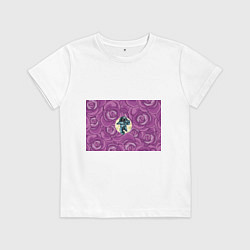 Футболка хлопковая детская Космонавт в розах, цвет: белый