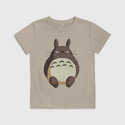 Футболка хлопковая детская Грустный Тоторо, цвет: миндальный