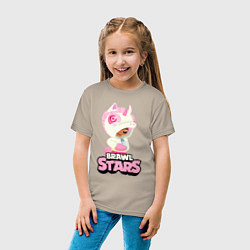 Футболка хлопковая детская Leon Unicorn Brawl Stars, цвет: миндальный — фото 2