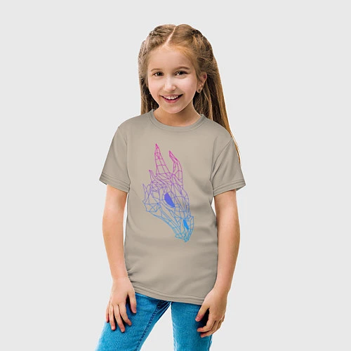 Детская футболка Череп драконаградиент / Миндальный – фото 4