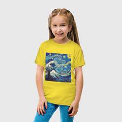 Футболка хлопковая детская Звездная ночь, цвет: желтый — фото 2