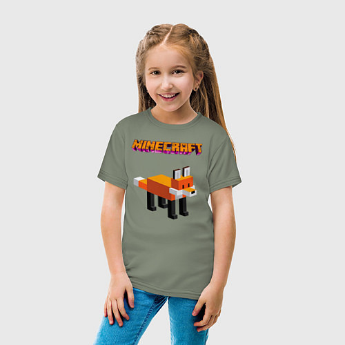 Детская футболка Minecraft - лиса / Авокадо – фото 4