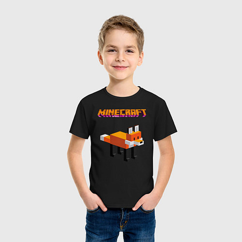 Детская футболка Minecraft - лиса / Черный – фото 3