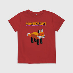 Футболка хлопковая детская Minecraft - лиса, цвет: красный