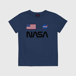 Футболка хлопковая детская NASA НАСА, цвет: тёмно-синий