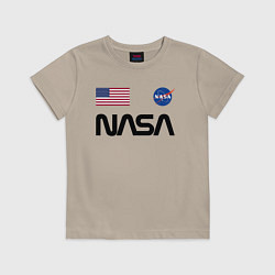 Футболка хлопковая детская NASA НАСА, цвет: миндальный