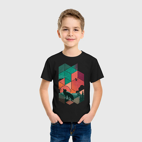 Детская футболка Геометрический пейзаж / Черный – фото 3