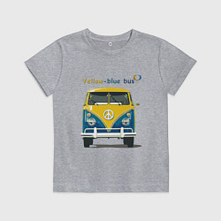 Футболка хлопковая детская Я люблю вас Yellow-blue bus, цвет: меланж