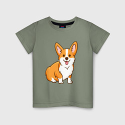Футболка хлопковая детская Корги, цвет: авокадо