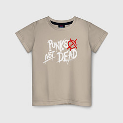 Футболка хлопковая детская Punks not dead, цвет: миндальный