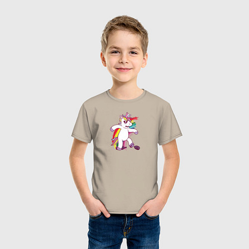 Детская футболка Единорог алкоголик / Миндальный – фото 3