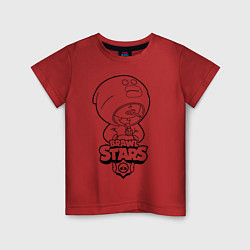Футболка хлопковая детская Brawl Stars LEON раскраска, цвет: красный