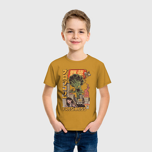 Детская футболка Broccozilla / Горчичный – фото 3