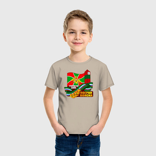 Детская футболка Погран Войска / Миндальный – фото 3