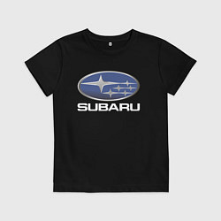 Футболка хлопковая детская SUBARU, цвет: черный