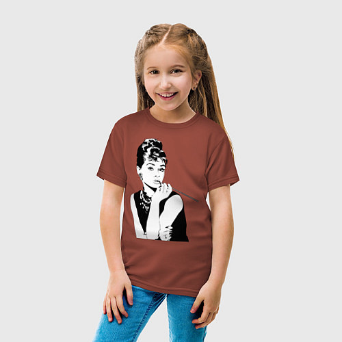 Детская футболка Одри Хепбернхлопок / Кирпичный – фото 4