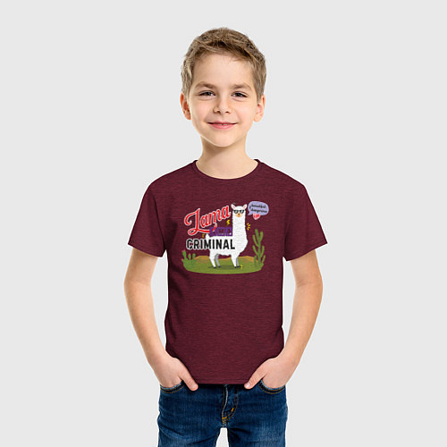 Детская футболка Lama ama criminal / Меланж-бордовый – фото 3