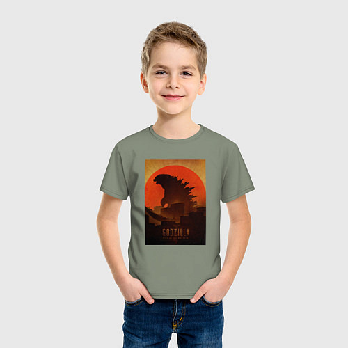 Детская футболка Godzilla and red sun / Авокадо – фото 3