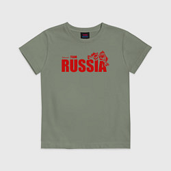 Футболка хлопковая детская Russia, цвет: авокадо