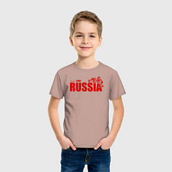 Футболка хлопковая детская Russia, цвет: пыльно-розовый — фото 2