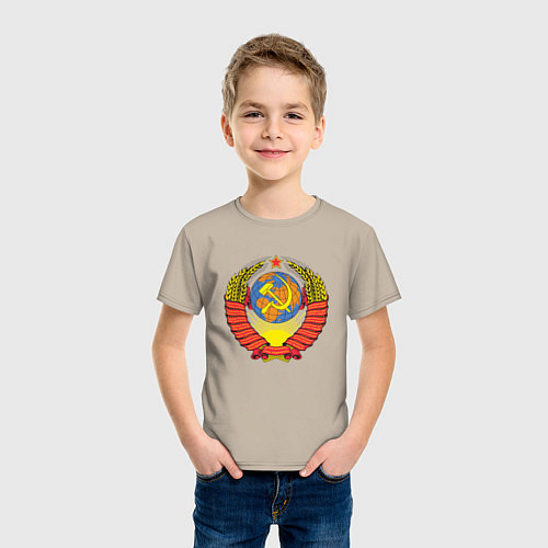 Детская футболка Герб СССР / Миндальный – фото 3