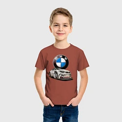 Футболка хлопковая детская BMW оскал, цвет: кирпичный — фото 2