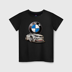 Футболка хлопковая детская BMW оскал, цвет: черный