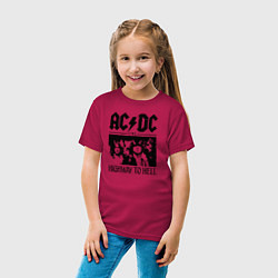 Футболка хлопковая детская ACDC highway to hell, цвет: маджента — фото 2